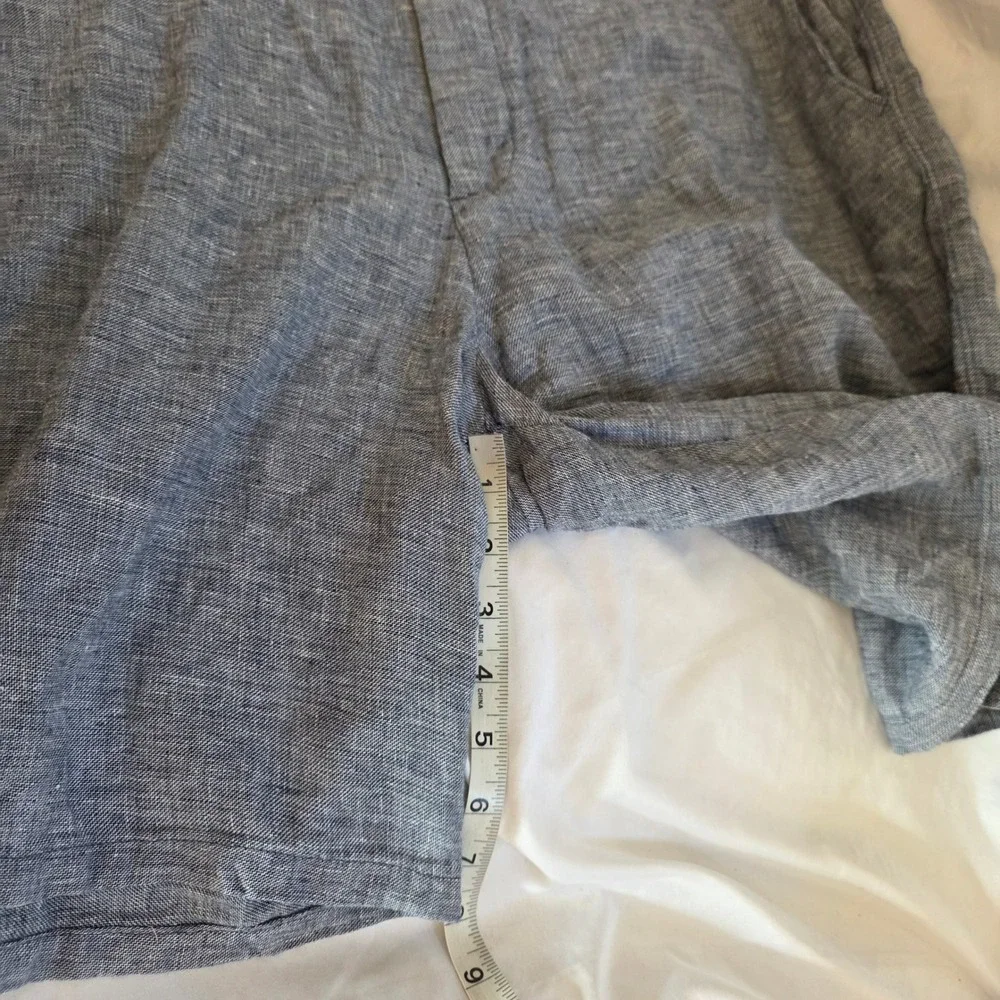 Banana Republic Mens Linen Aiden Shorts Size 38 Blue Cotton Blend Coastal